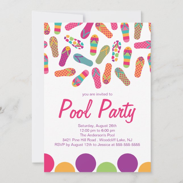 It's a Summer Flip Flop Pool Party Invitation (Front)
