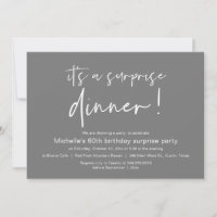 It's A Surprise Birthday Dinner Party, Dark Grey
