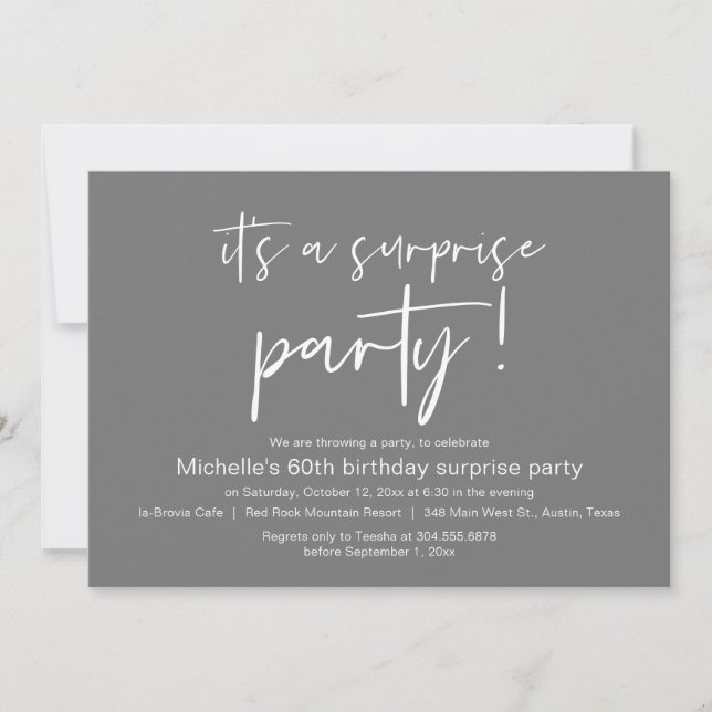 It's A Surprise Birthday Dinner Party Invitation (Front)