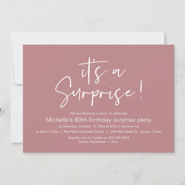 It's A Surprise Birthday Dinner Party Invitation (Front)
