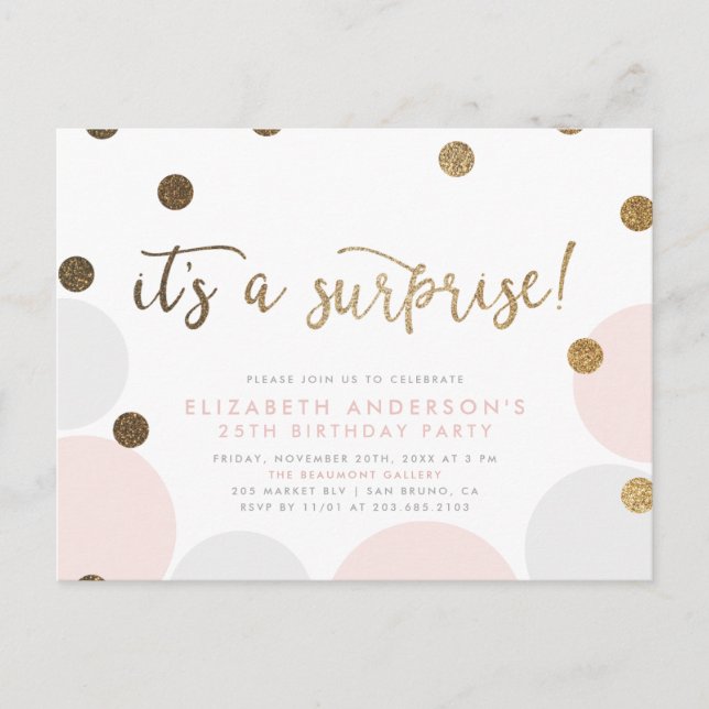 It's a surprise! | Bubble Surprise Birthday Party Invitation Postcard (Front)