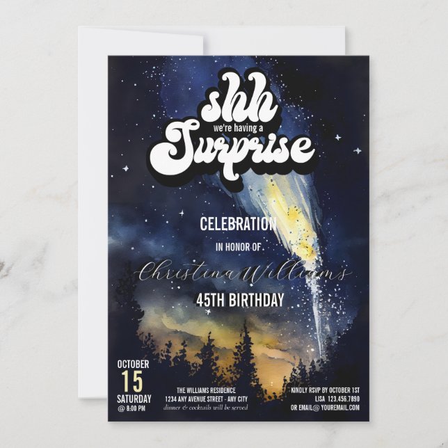  It's a Surprise Party | Starry Night Invitation (Front)