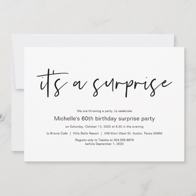 It's a surprise, Surprise Birthday Party Invitation (Front)