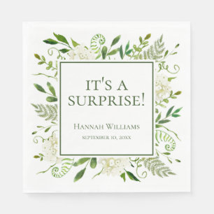 It's A Surprise White Hydrangeas Baby Shower Napkin