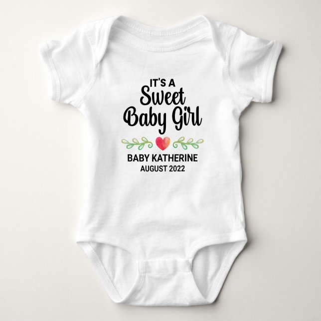 It's A Sweet Baby Girl Gender Reveal Announcement Bodysuit (Front)