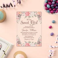 its a sweet girl baby shower boho floral brown 
