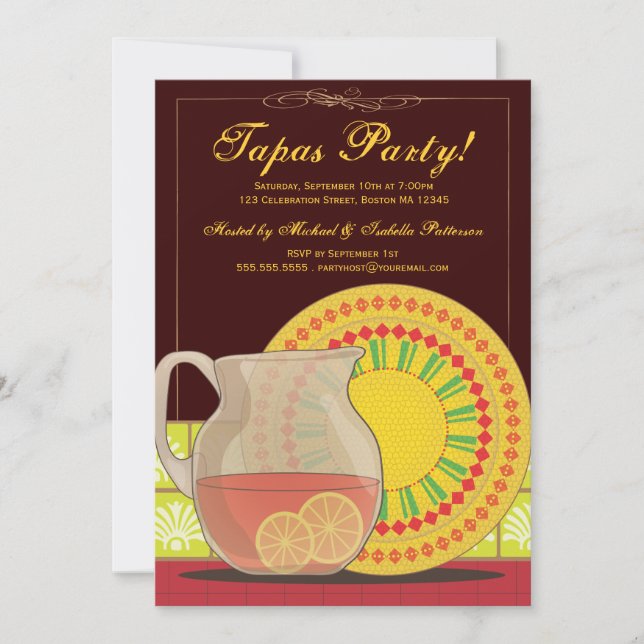 It's a Tapas Party! Happy Hour Invitation (Front)