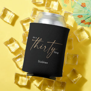 its a thirty thing 30th birthday elegant stylish can cooler