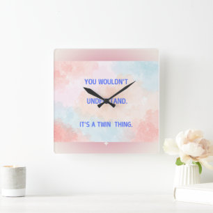 It's a Twin Thing Cheerful Square Wall Clock