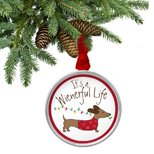 Its a Wienerful Life Doxie Christmas Tree Ornament