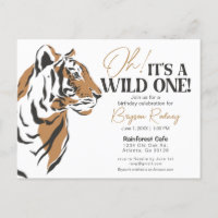 Its a wild one jungle tiger first birthday invite
