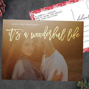 It's a Wonderful Life GOLD Christmas Foil Holiday Postcard