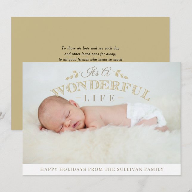 It's a Wonderful Life Quote Christmas Baby Photo Holiday Card (Front/Back)
