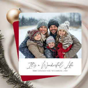 It's A Wonderful Life Red Christmas Family Photo Holiday Card