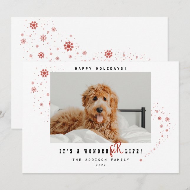 It's A WonderFUR Life Pet Photo Christmas Holiday  Card (Front/Back)