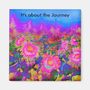 It's about the Journey Sunflower Fields - pink Magnet