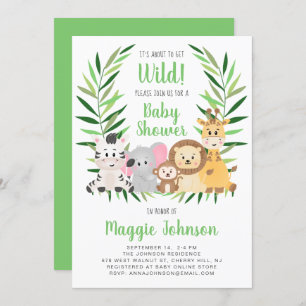 It's About to Get Wild Safari Animal Baby Shower Invitation