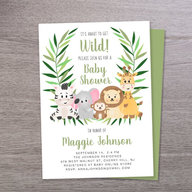 It's About to Get Wild Safari Animals Baby Shower Invitation (Creator Uploaded)