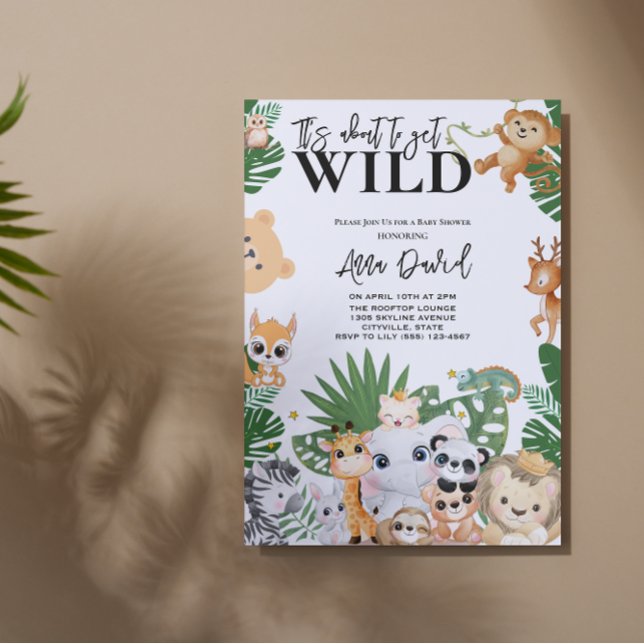 its about to get wild safari jungle baby shower invitation (Creator Uploaded)