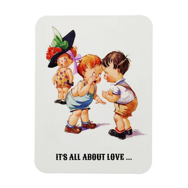It's all about Love. Vintage Art Magnet (Vertical)