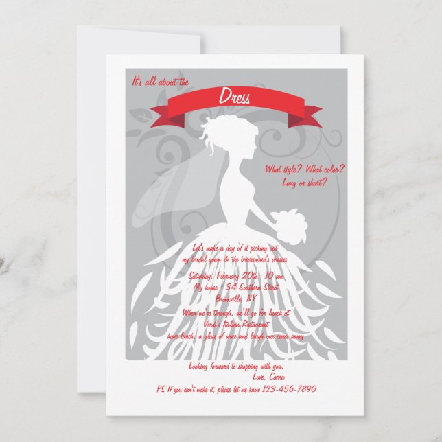 It's All About The Dress Invitation (Front)