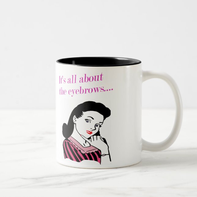 It's All About the Eyebrows Mugs, Stine's & More! Two-Tone Coffee Mug (Right)