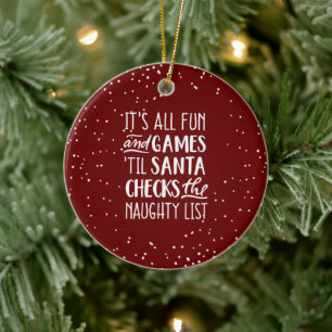 It's All Fun & Games Naughty List Christmas Ceramic Tree Decoration