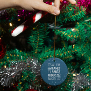 It's All Fun & Games Naughty List Christmas Ceramic Tree Decoration