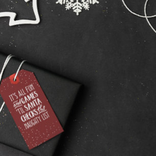 It's All Fun & Games Naughty List Christmas Gift Tags