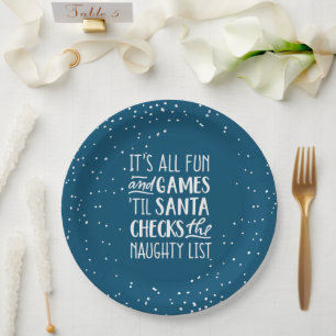 It's All Fun & Games Naughty List Christmas Paper Plate