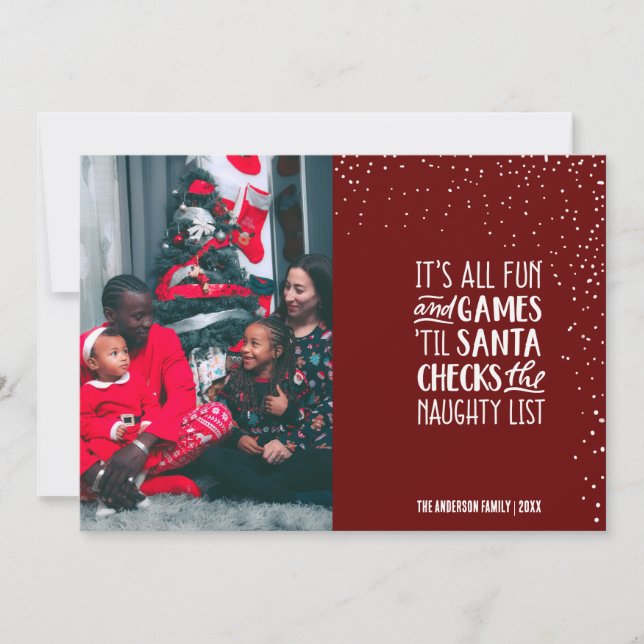 It's All Fun & Games Naughty List Christmas Photo Invitation (Front)