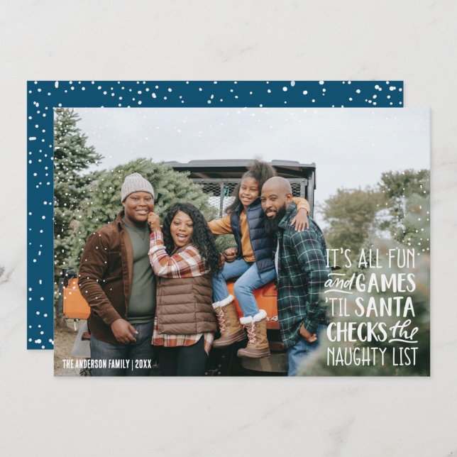 It's All Fun & Games Naughty List Christmas Photo Invitation (Front/Back)