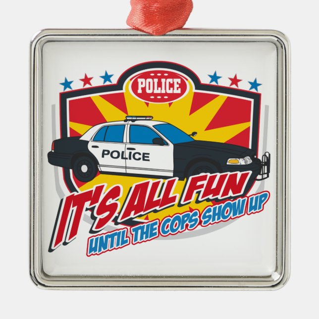 Its All Fun Police Metal Tree Decoration (Front)