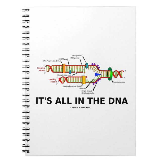 It's All In The DNA Molecular Biology Humour Spiral Notebook (Front)