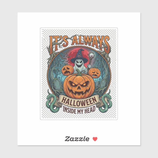Its Always Halloween Inside Head Pumpkin Ghost Sna (Sheet)