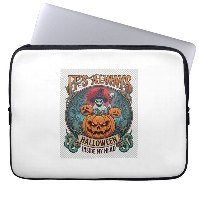 Its Always Halloween Inside Head Pumpkin Ghost Sna Laptop Sleeve (Front)