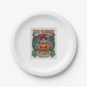 Its Always Halloween Inside Head Pumpkin Ghost Sna Paper Plate