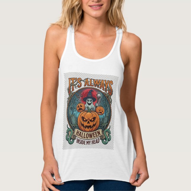 Its Always Halloween Inside Head Pumpkin Ghost Sna Singlet (Front)