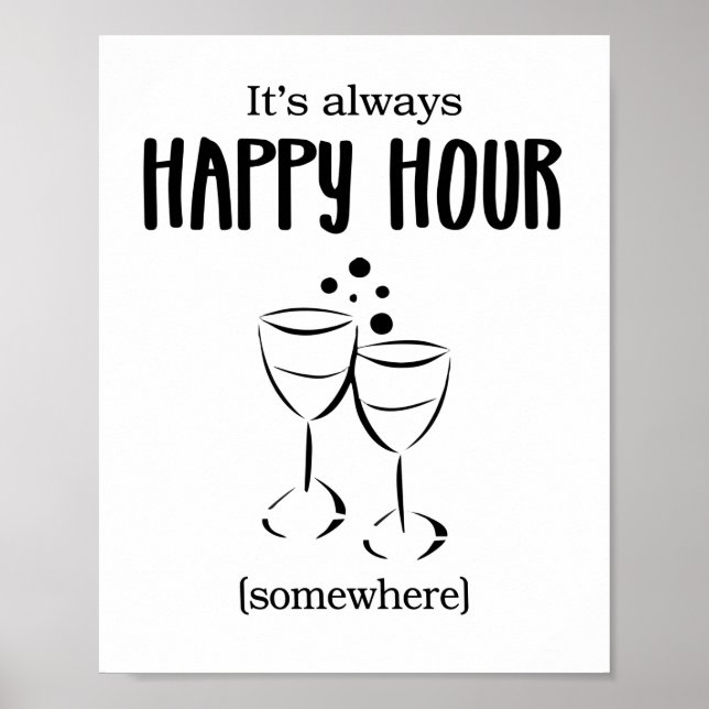 It's Always Happy Hour Somewhere Cocktails Poster (Front)