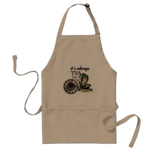 "It's always tea time" Mad Hatter Dictionary Art Standard Apron