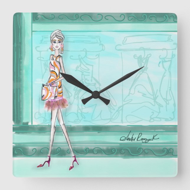 It's always time for fashion square wall clock (Front)