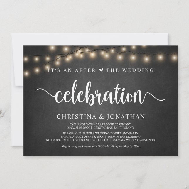 It's an after the wedding celebration, elopement i invitation (Front)