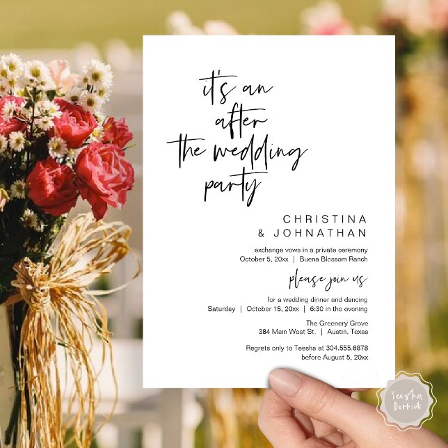 It's an after the wedding party, elopement dinner invitation (It's an after the wedding, Elopement dinner dancing brunch Party Invitation Card PDF Black White)