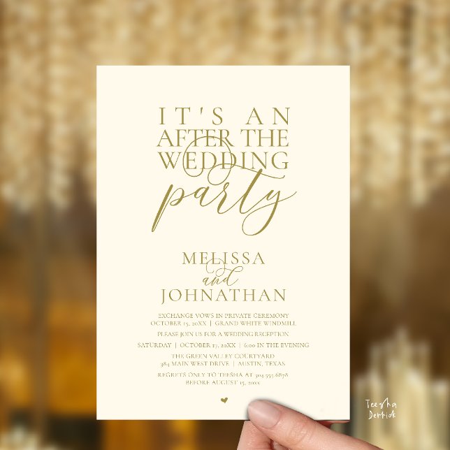 It's an after the wedding party, modern reception invitation (It's an after the wedding party, modern reception invitation Card in Yellow Gold Cream)
