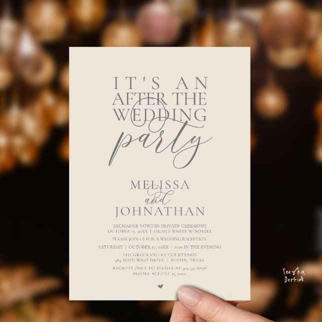 It's an after the wedding party, modern reception invitation (It's an after the wedding party, modern reception invitation Card in Grey Cream)