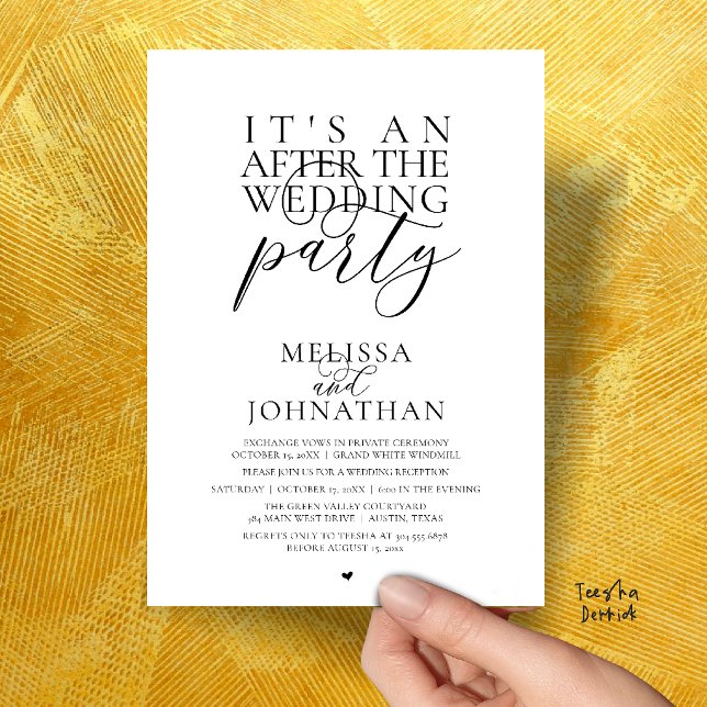 It's an after the wedding party, modern reception invitation (It's an after the wedding party, modern reception invitation Card in Black and White)