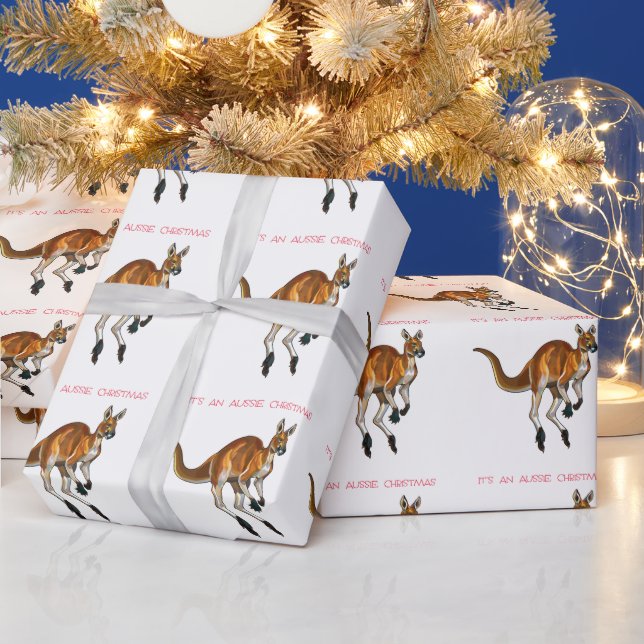 It's An Aussie Christmas with a Red Kangaroo   Wrapping Paper (Holidays)