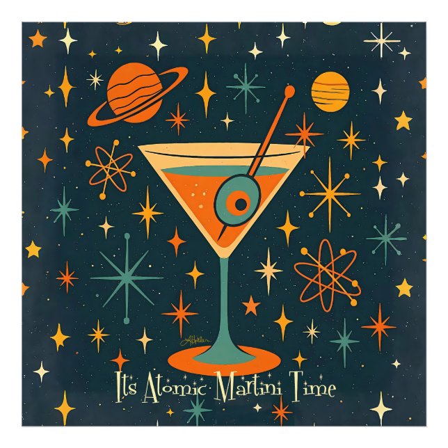 Its Atomic Martini Time Cosmic Stars Photo Print (Front)