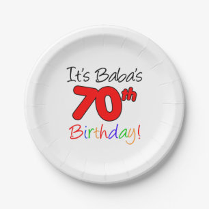 It's Baba's 70th Birthday Paper Plate