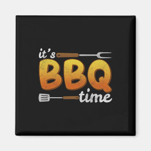 It's Bbq Time Grilling Bbq Lover Meat Smoker Men W Magnet